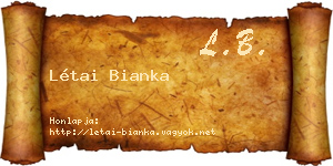Létai Bianka névjegykártya